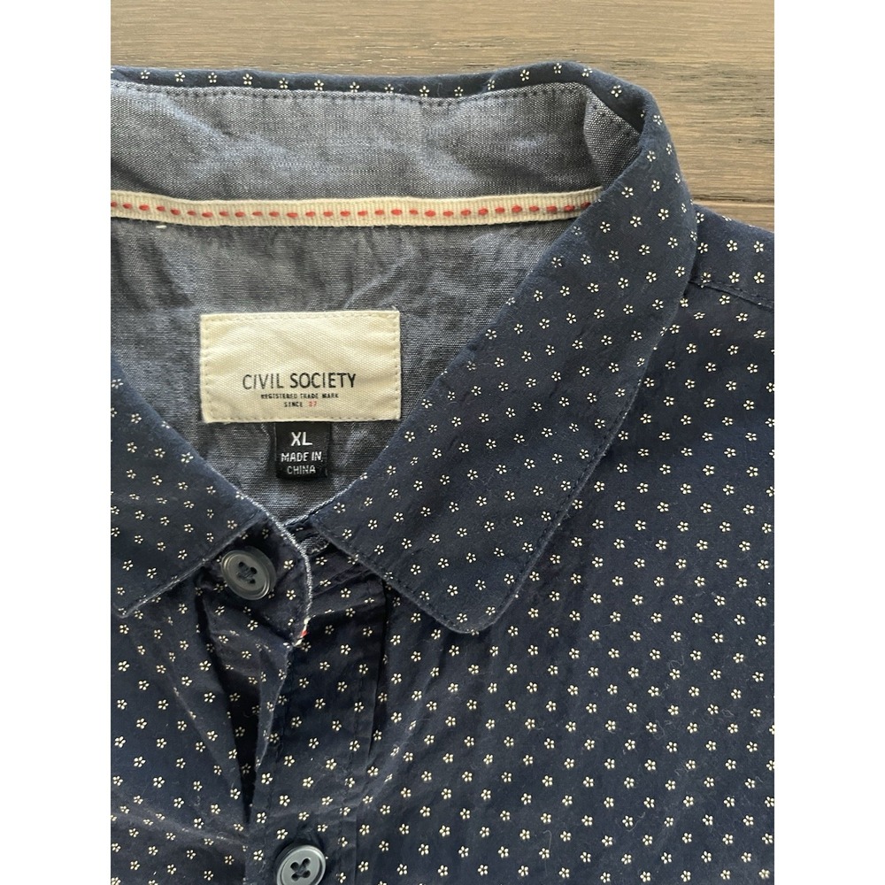Civil‎ Society Men's XL Short Sleeve Button Button Down Shirt Navy Paisley